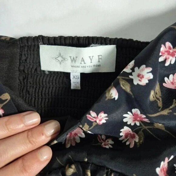 WAYF black and floral baby doll dress puff sleeve sz XS/S - Picture 4 of 14